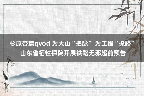 杉原杏璃qvod 为大山“把脉” 为工程“探路” 山东省牺牲探院开展铁路无邪超前预告