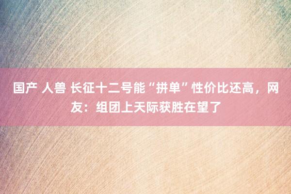 国产 人兽 长征十二号能“拼单”性价比还高，网友：组团上天际获胜在望了